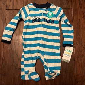 Newborn baby little brother boy sleeper zipper